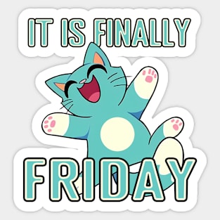 Cartoon Cat - Finally Friday Sticker